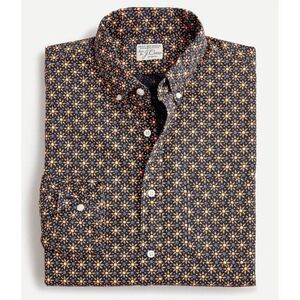 J. Crew Factory Navy Button-Down with Orange and Cream Floral Starburst Print